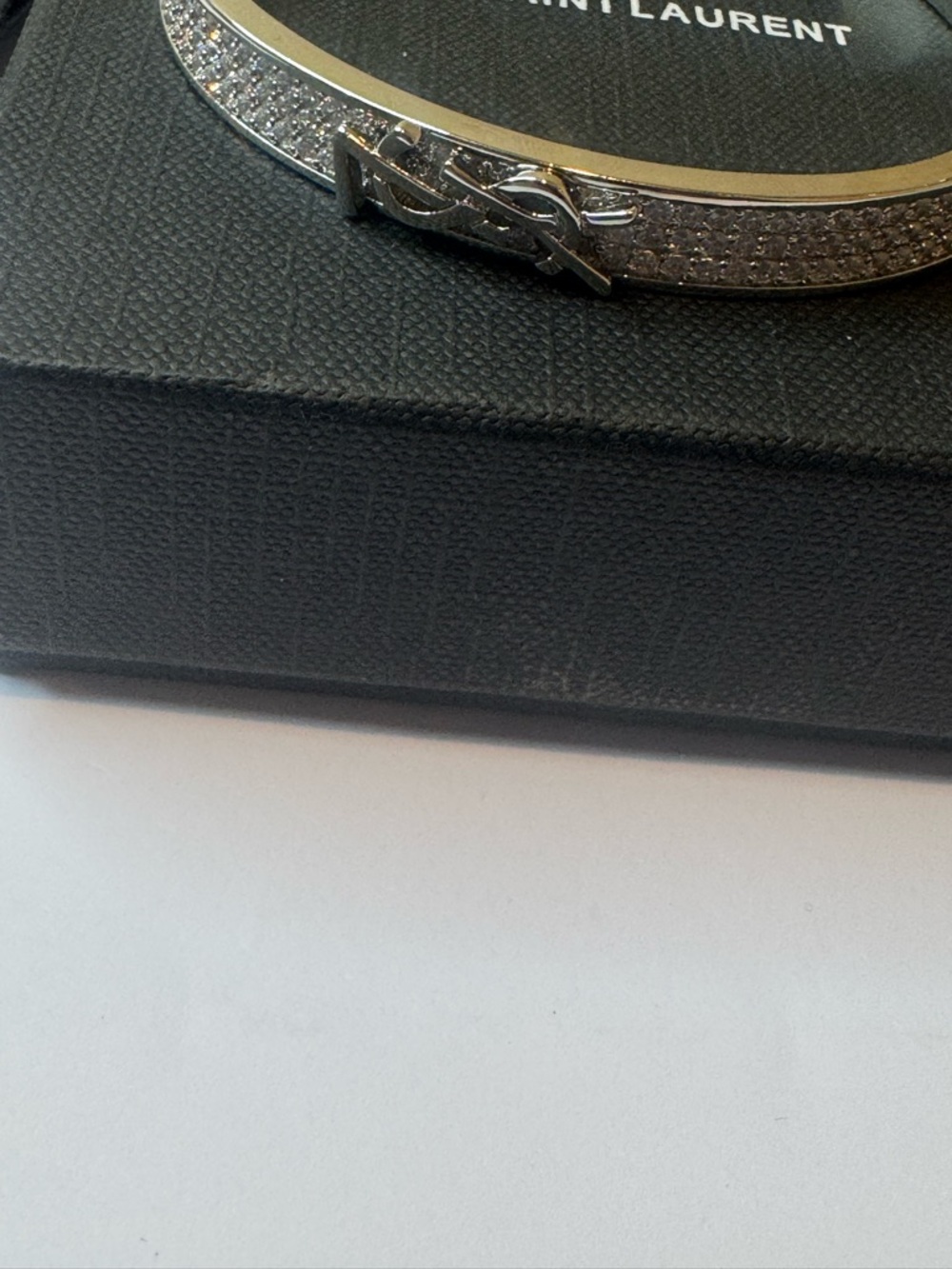 Saint Laurent Silver Crystal Logo Pavé Bracelet - Picture 5 of 13